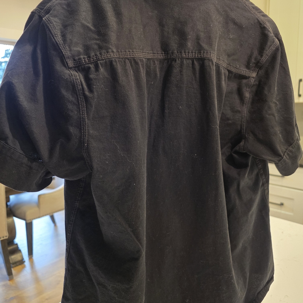 INC International Concepts Black Short Sleeve Snap-Front Button Down Shirt - Picture 5 of 6